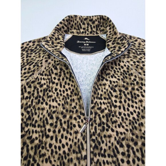 Tommy Bahama Size Medium Women Aruba Lagoon Cheetah Embroidered Neck Logo Jacket - Picture 5 of 13